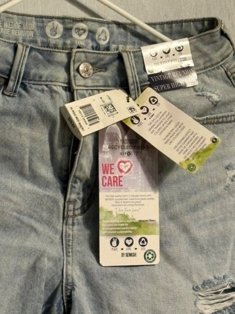 Rewash The Wedge Midi Sz 7/28 Super High Rise Denim Vtg Reunion Distress Shorts - Picture 13 of 14